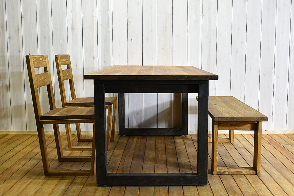 国産 無垢材天板のダイニングテーブル RONOJI 4点セット 全3サイズ ...